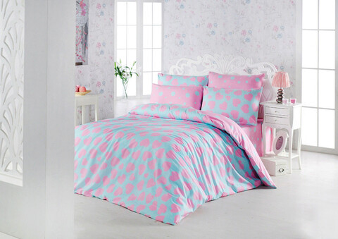 Lenjerie de pat dubla (es), 2 piese, pari - turquoise, eponj home, 65% bumbac/35% poliester