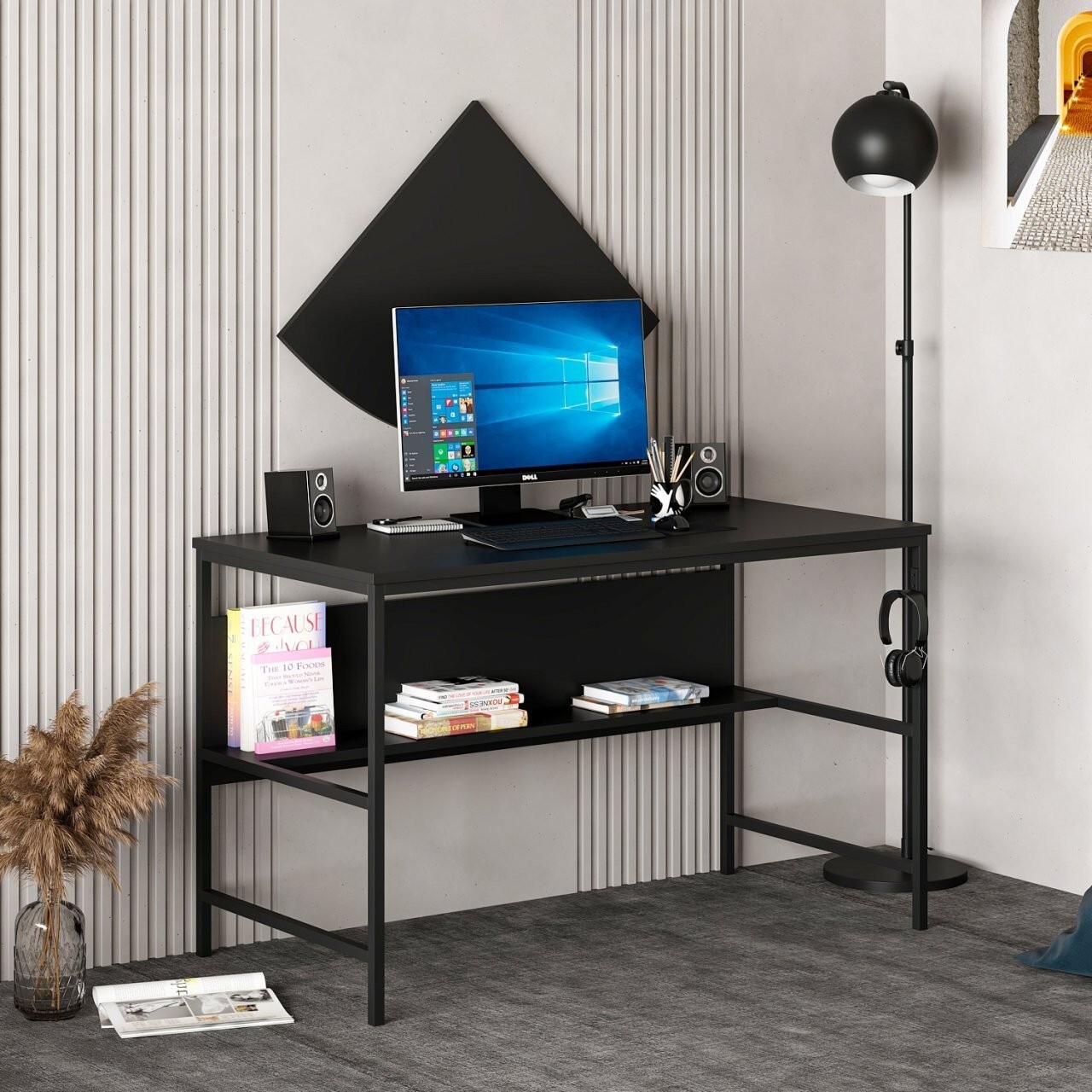Birou, Minerva, Greta Matte 7041, 120x74x60 cm, PAL, Negru - 1 | YEO