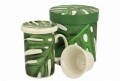 Cana cu infuzor Mostera, Duo, 320 ml, portelan, verde