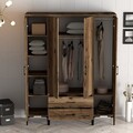 Dulap pentru haine, Hommy Craft, Kumsal STR, 160x47.5x201.4 cm, PAL, Maro