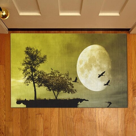 Covoras de intrare Moon and trees, Casberg, 38×58 cm, poliester, multicolor Casberg