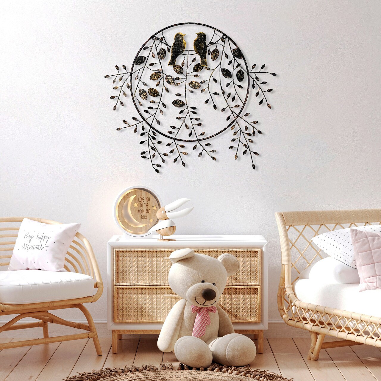 Decoratiune de perete, Love of Birds 2, Metal, Dimensiune: 86 x 75 cm, Multicolor - 1 | YEO