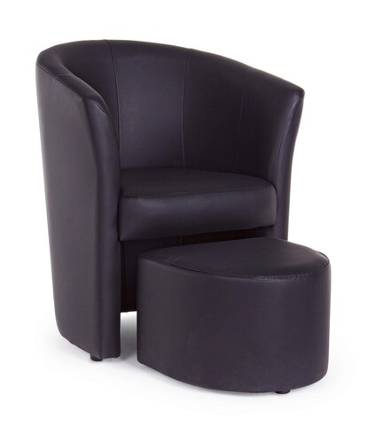 Set fotoliu si taburet picioare rita, bizzotto, 64.5 x 59.5 x 78 cm, lemn de pin/piele ecologica