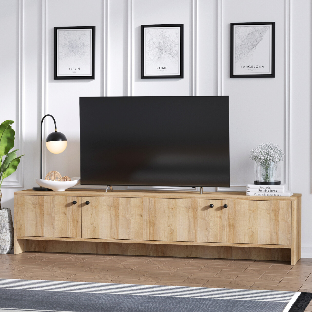 Comoda TV, Emerald, Jimmy, 180x40x35 cm, Stejar - 1 | YEO