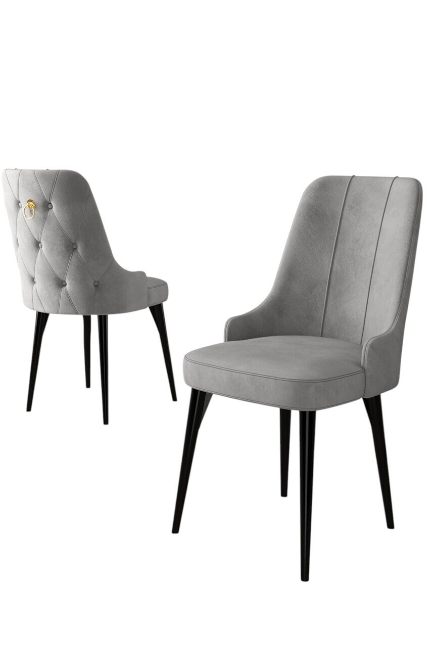 Set scaune 6 piese, Hanah Home, Enoa, Gri/Negru — imaginea 2