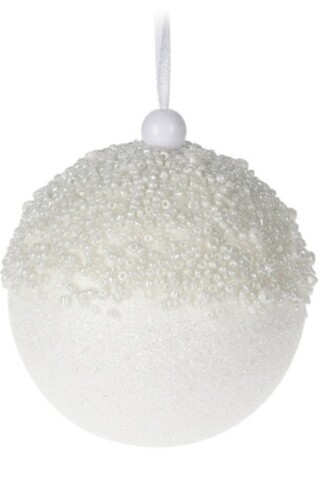 Glob Beads and glitter, Ø8 cm, polistiren, alb