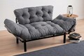 Canapea extensibila 2 locuri PWF-0018, Pakoworld, 155x73x85 cm, metal/textil, negru/gri