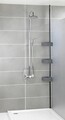 Etajera extensibila pentru dus, Wenko, Villata, 28 x 275 x 20.5 cm, inox/polirasina, gri/negru