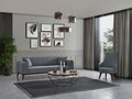 Canapea extensibila cu 3 locuri, Artie, 560ARE2907, Lemn de fag / PAL, Gri deschis