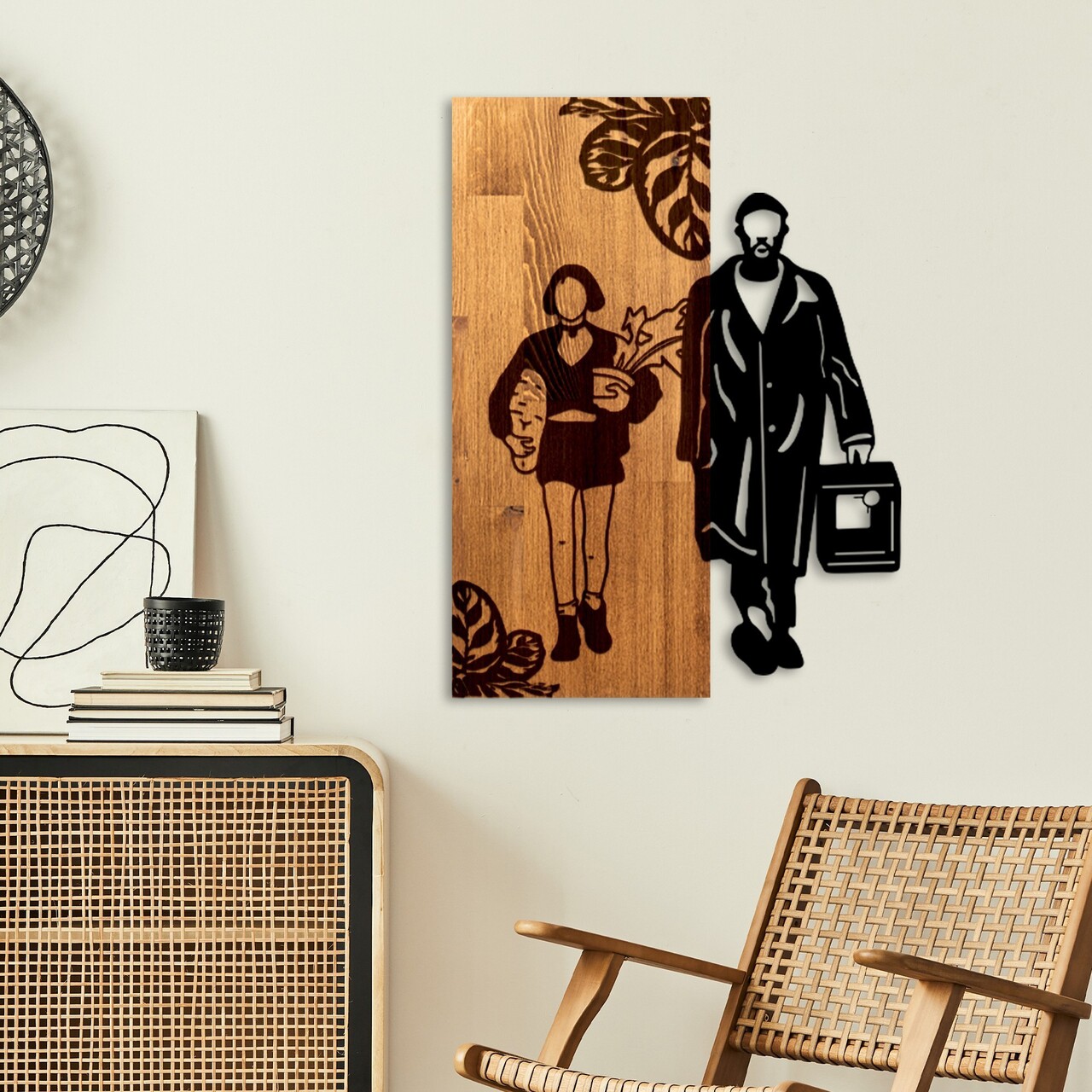 Decoratiune de perete, Leon The Professional, Lățime: 44 cm, Nuc / Negru - view 2