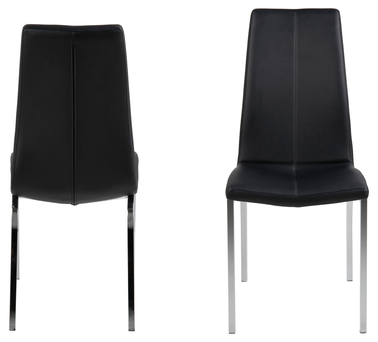 Scaun Asama, Actona, 43.5x57x95 cm, piele ecologica/otel, negru/crom