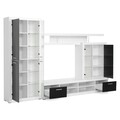Mobilier living cu LED, 4 piese, Pamela, 284 x 40 x 195 cm, PAL/sticla, alb/negru