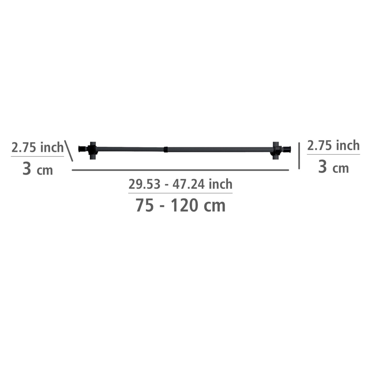 Set 2 bare extensibile pentru suport haine, Wenko Herkules Twin, 75-120 cm, otel/plastic, negru - 1 | YEO