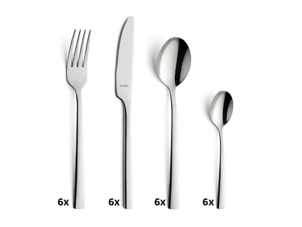 Set tacamuri 24 piese Manille, Amefa, 6 persoane, inox 18/0, argintiu