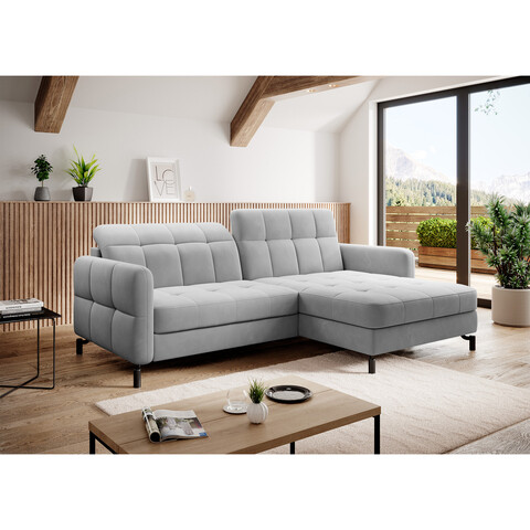 Coltar extensibil dreapta 3 locuri ELTAP, Lore-11, Lorelle, 225x160x105 cm, lemn/poliester, gri