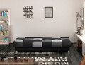 Canapea extensibila 3 locuri, ELTAP, Cayo, 192x90x90 cm, lemn/poliester, negru/gri