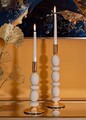 Set 2 suporturi de lumanare Shuttle, Mauro Ferretti, 10x25 cm, 10x33.5 cm, fier, crem/auriu