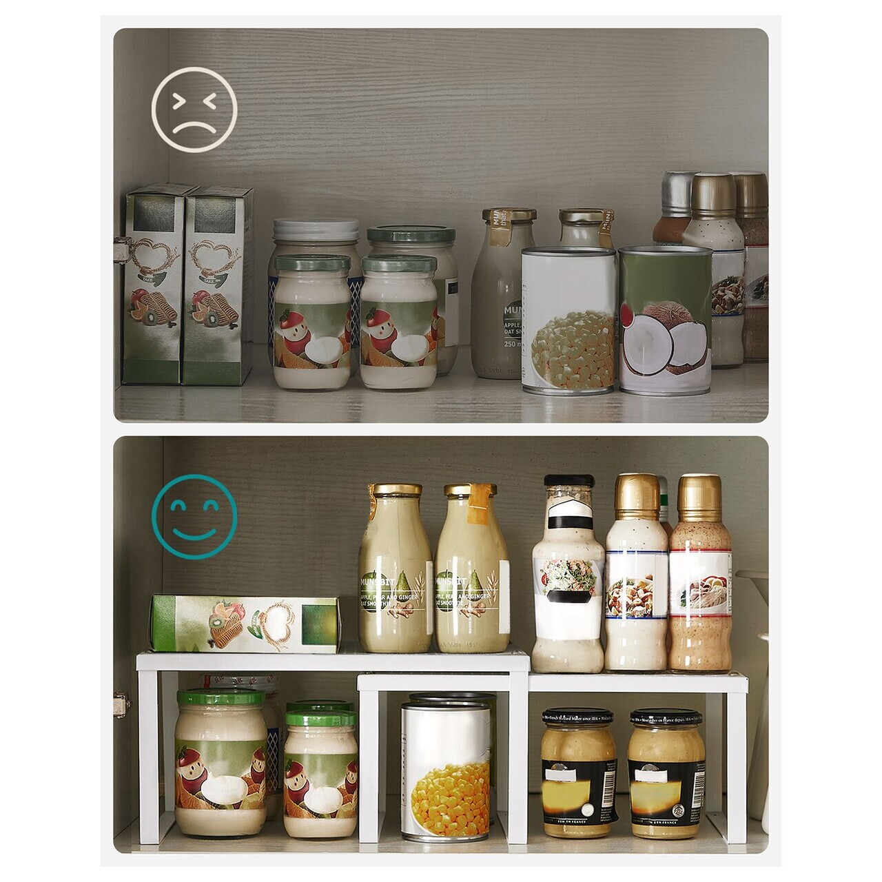 Set 4 organizatoare dulap bucatarie, Songmics, 32x22.9x15.4 cm, metal, alb/argintiu - imagine 5