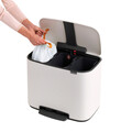 Cos de gunoi cu pedala, Brabantia, Bo Pedal, 3x11 L, 36.3x54x44 cm, otel, alb