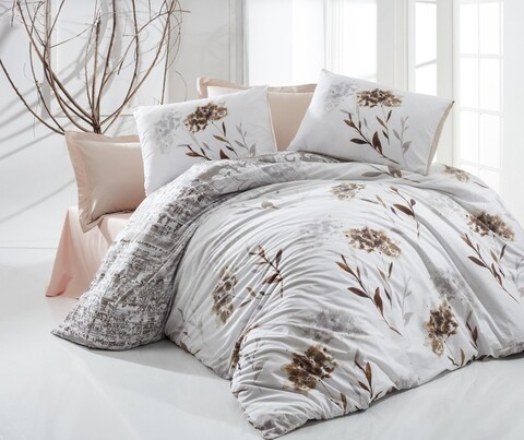 Lenjerie de pat dubla, 3 piese, The Club Cotton, Narla, bumbac ranforce, 145 TC, multicolor