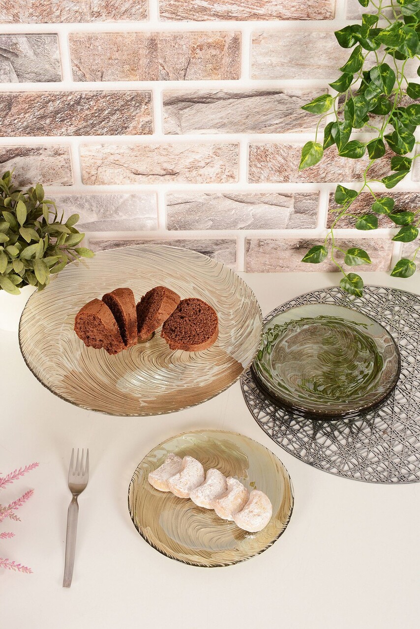 Set platouri servire desert, Hermia, 330SBL1119, Farfurie: 21 cm (6 bucăți), Fumuriu - imagine 2