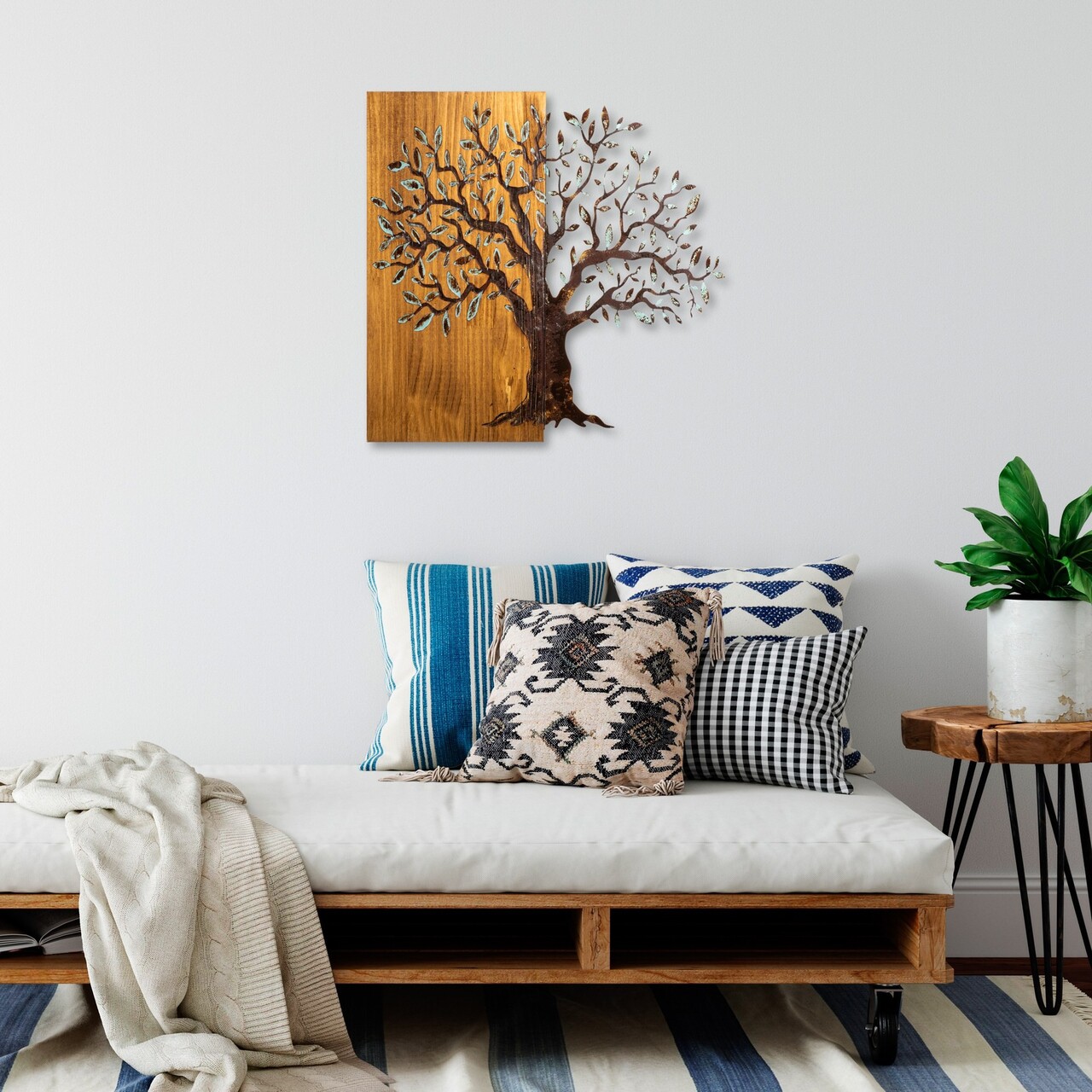 Decoratiune de perete, Mysterious Tree, Lățime: 60 cm Înălțime: 58 cm Adâncime: 3 cm, Multicolor - view 3