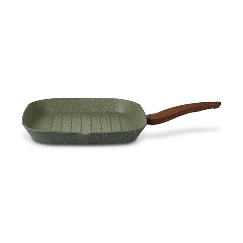 Tigaie grill pentru inductie TVS Natura antiaderenta, cu maner din bachelita, 28 x 28 cm