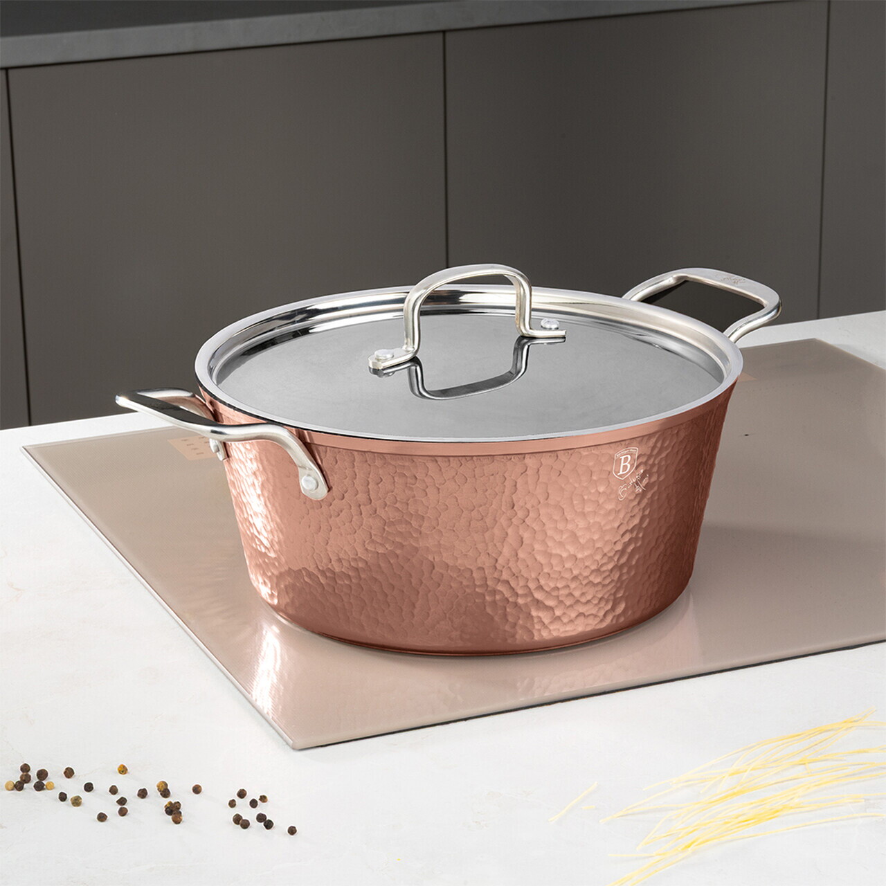 Oala cu capac Berlinger Haus, Hammered Copper, 28 cm, 6.1 L, aluminiu forjat, cupru - view 2
