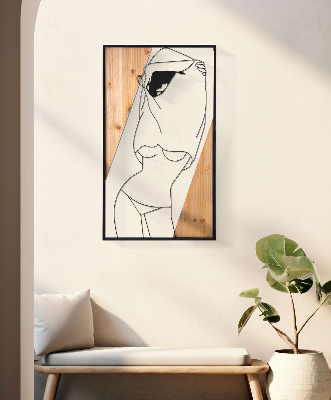 Decoratiune de perete Strip -B, Mauro Ferretti, 50x90 cm, fier/MDF, negru/maro - 2 | YEO