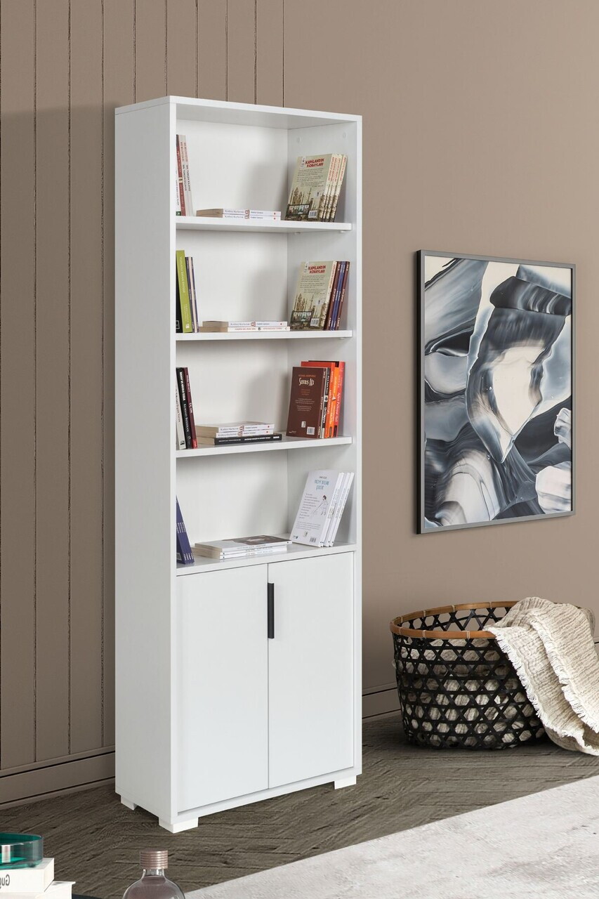 Corp biblioteca, Hanah Home, Evm 8104, 60x187x30 cm, PAL, Alb — imaginea 3