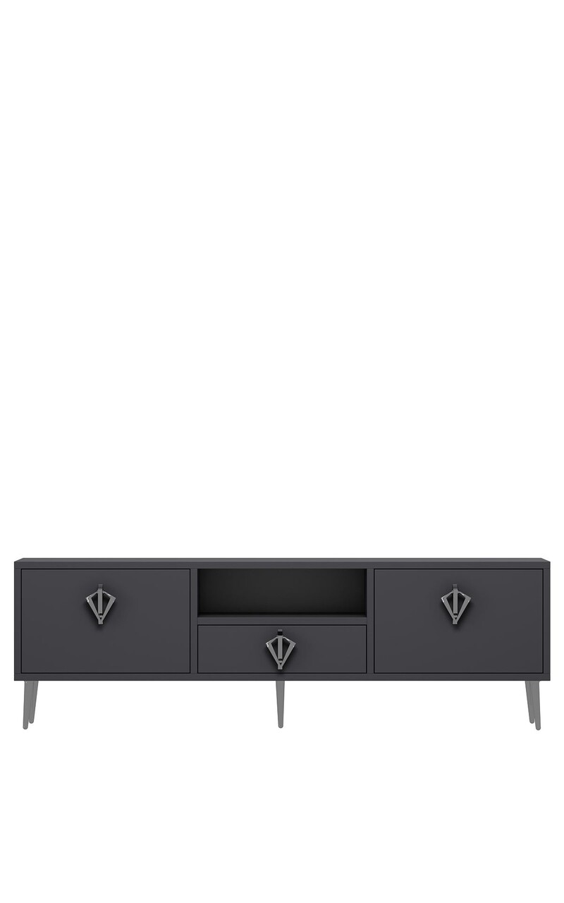 Comoda TV, Hanah Home, 1313-DROP-32, 140x45x30 cm, PAL , Antracit / Argintiu - view 3