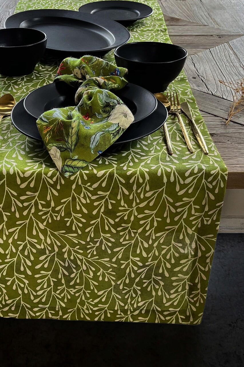 Traversa de masa, SX - Kitchen, 626SRT1145, Poliester , Dimensiune: 45 x 150 cm (1 bucată), Verde - 1 | YEO