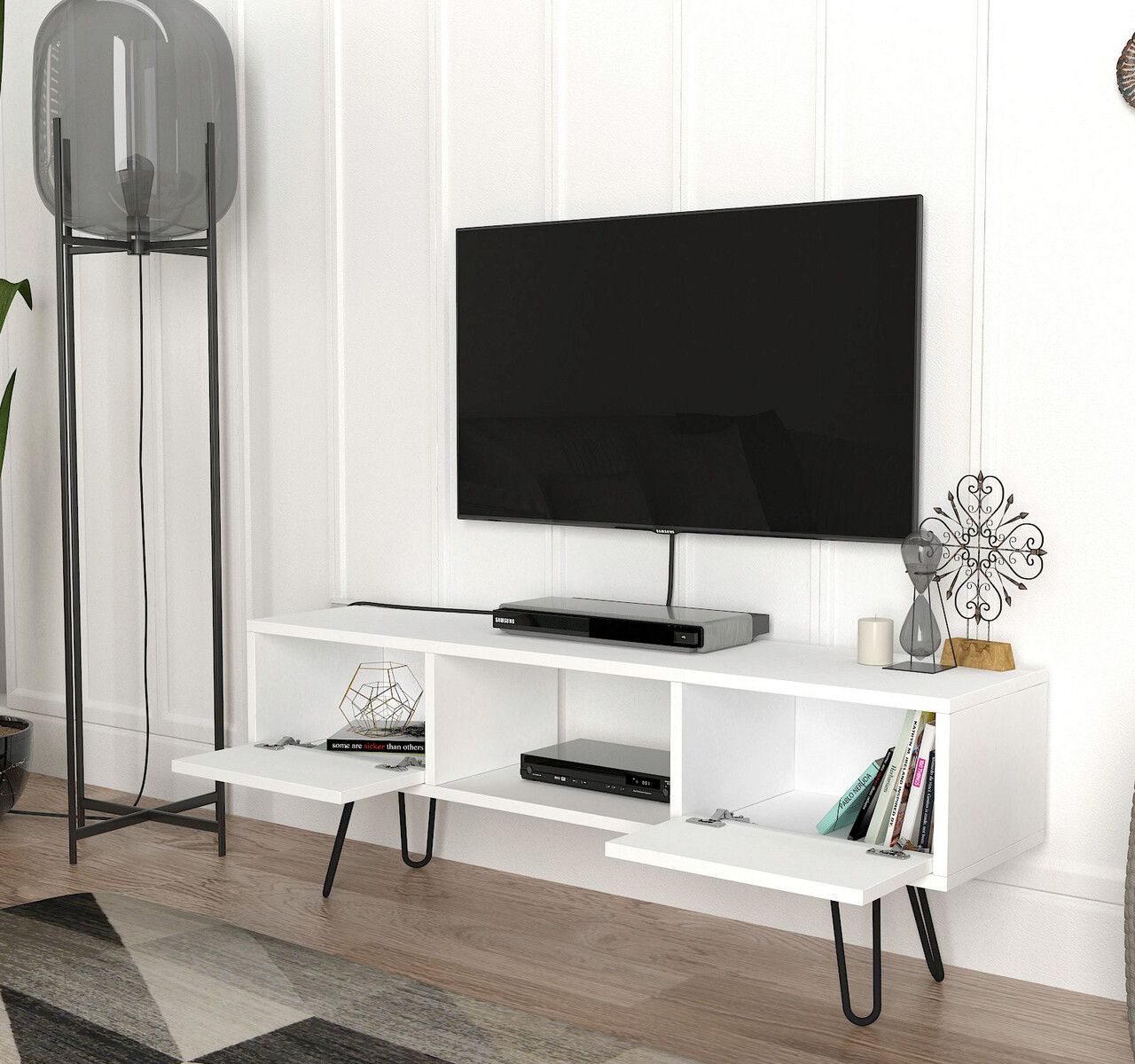 Comoda TV, Furny Home, Moda, 120x43.1x29.5 Cm, Alb