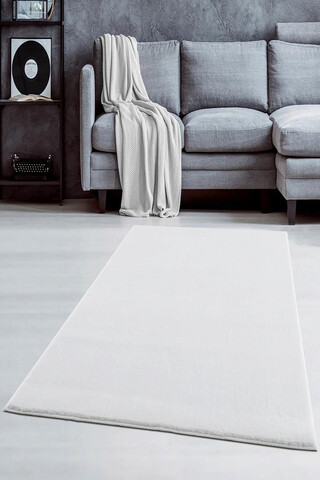 Covor, HMFPUFY-1 DİK, 80x150 cm, Poliester, Alb