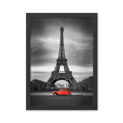 Tablou decorativ, Eiffel Tower (55 x 75), MDF , Polistiren, Negru/Rosu