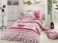 Lenjerie de pat pentru o persoana, 3 piese, 100% bumbac poplin, Hobby, Bella Lilac, roz