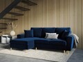 Coltar extensibil stanga 4 locuri, Moghan, Micadoni Home, GL, 241x145x88 cm, catifea, albastru regal