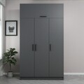 Dulap pentru haine, Minerva, Minar 3 Kapak 2 Çekmece 255, 135x255x52 cm, PAL, Antracit