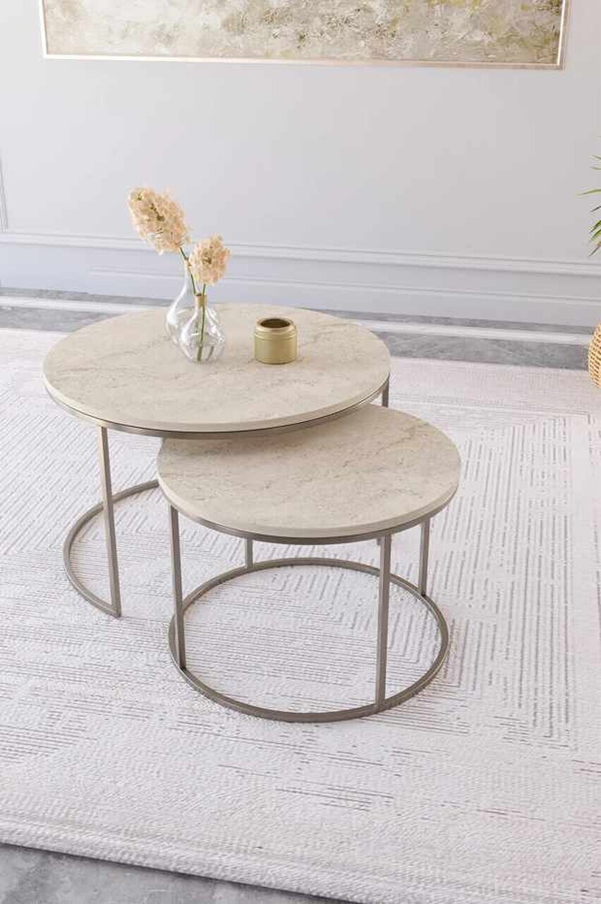 Set masute de cafea, Hanah Home, Milas, Antic / Travertin — imaginea 2