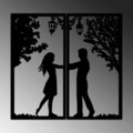 Decoratiune de perete, Meeting With Love, Metal, 34 x 66 cm, 2 piese, Negru