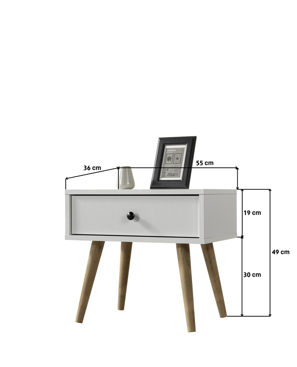 Noptiera, Hanah Home, Vita 5101, 55x49x55 cm, PAL, Alb — imaginea 6