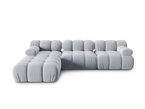Canapea modulara 4 locuri, Bellis-51, Micadoni Home, 282x188x70 cm, catifea, albastru deschis