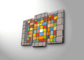 Set 3 tablouri decorative, 3PATK-95, Canvas, 20 x 39 cm, 2 piese, Multicolor