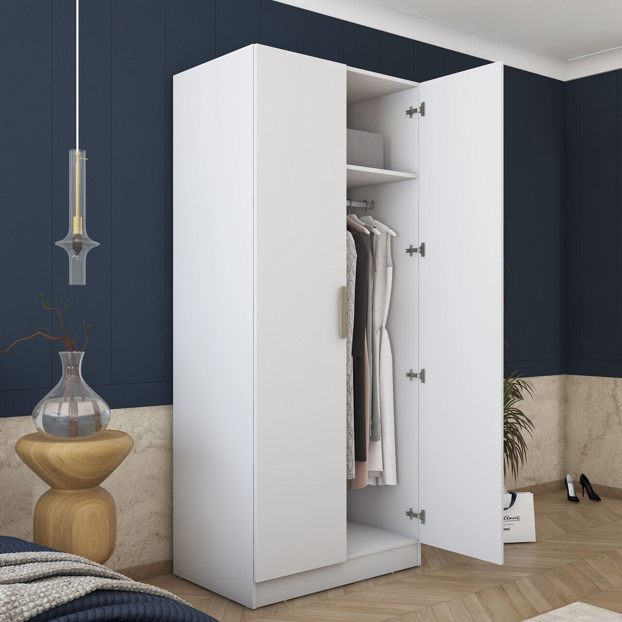 Dulap pentru haine, Hanah Home, BA170, 90x210x57.5 cm, PAL melaminat, Alb - view 3
