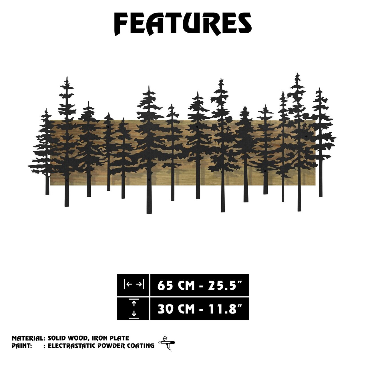 Decoratiune de perete, Nordic Pine, Cadru: Lemn (Grosime: 2 cm), Verde/Negru — imaginea 8