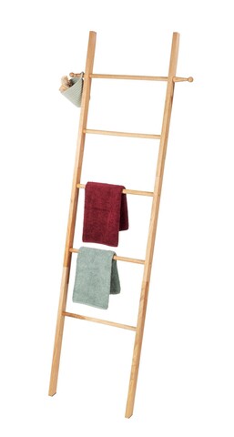 Suport prosoape de baie, wenko, ladder norway, 43 x 4 x 170 cm, lemn de nuc, natur