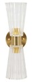 Aplica de perete Prague, Mauro Ferretti, 2 x E14, 20W, 11x16x40 cm, fier/sticla, auriu/transparent