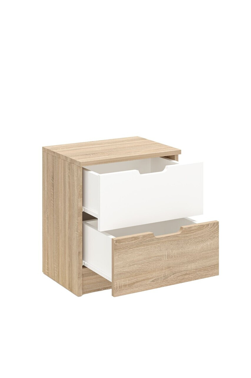 Noptiera, Hanah Home, Lento, 45x50x33 cm, PAL, Stejar Sonomo / Alb — imaginea 4