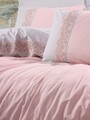 Lenjerie de pat dubla, 4 piese, 200x220 cm, 100% bumbac ranforce, Cotton Box, Mila, roz