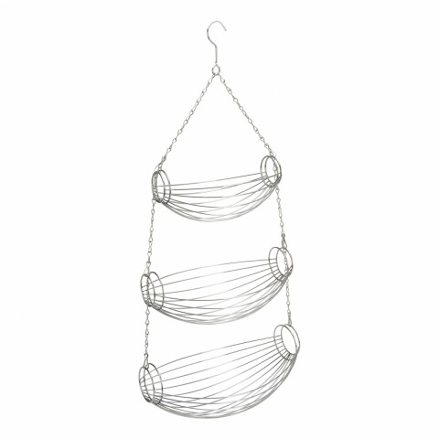 Suport fructe/legume cu 3 cosuri, H 72 cm, metal, argintiu